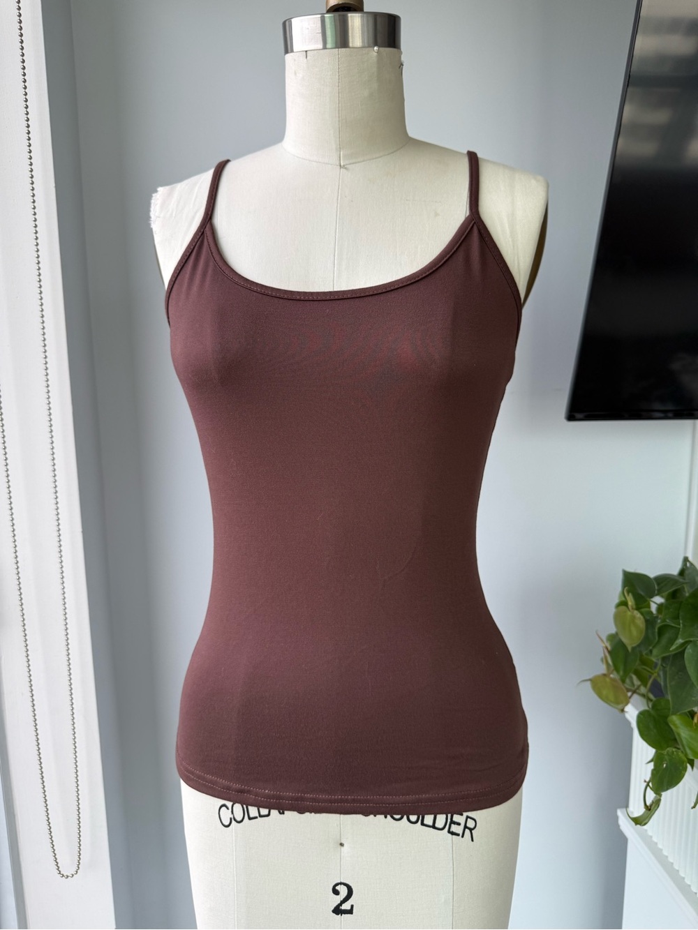 Brown Spaghetti Strap Tank Top